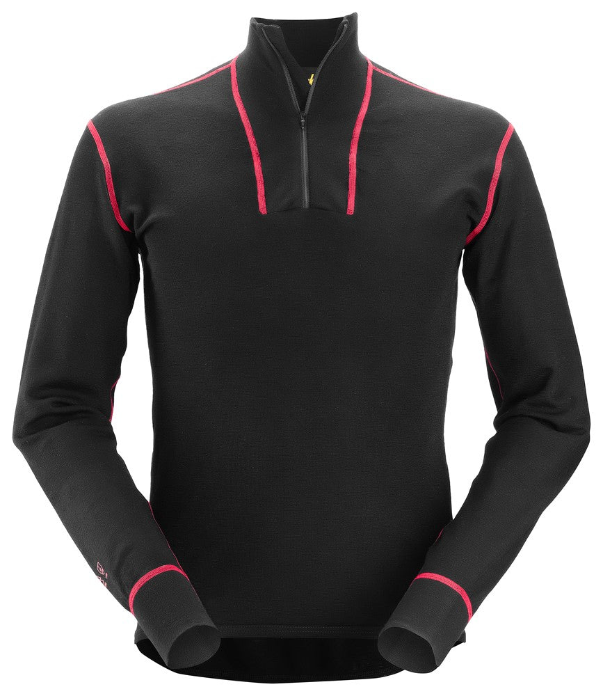 Snickers Workwear - 9462 Camiseta de manga larga de lana con media cremallera ProtecWork negro - Ferrotecnia