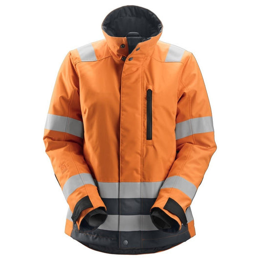 Snickers Workwear - 1137 Women's Class 2/3 Hi-Vis Jacket with 37.5® AllroundWork Insulation, Orange/Steel Grey