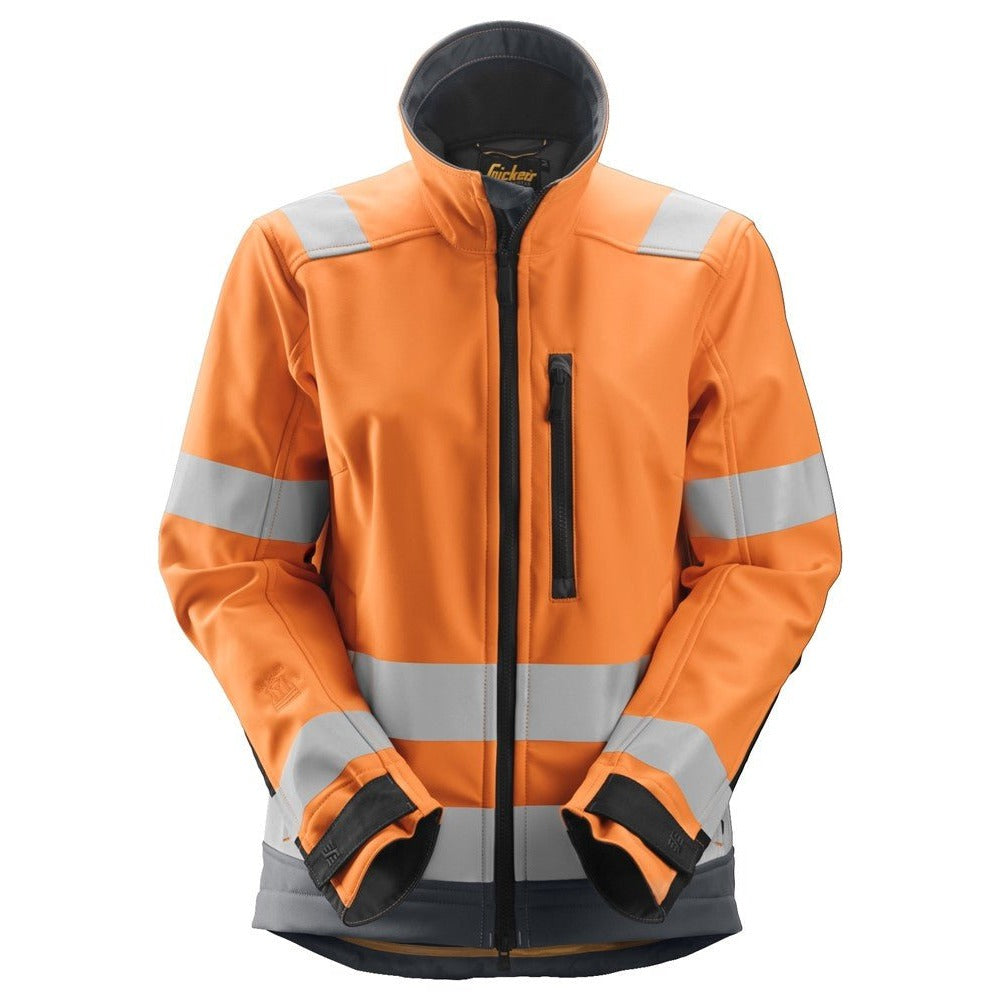 Snickers Workwear - 1237 Chaqueta Softshell de alta visibilidad para Mujer clase 2/3 AllroundWork naranja-gris acero