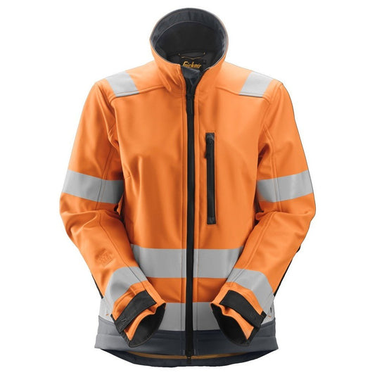 Snickers Workwear - 1237 Chaqueta Softshell de alta visibilidad para Mujer clase 2/3 AllroundWork naranja-gris acero