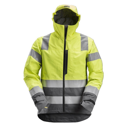 Snickers Workwear - 1330 Chaqueta impermeable de alta visibilidad clase 3 AllroundWork amarilla/ gris acero