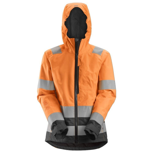 Snickers Workwear - 1347 Chaqueta impermeable de alta visibilidad para mujer clase 2/3 AllroundWork naranja-gris acero