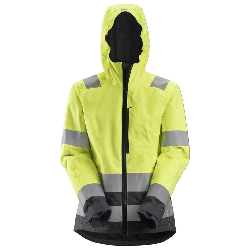 Snickers Workwear - 1347 Chaqueta impermeable de alta visibilidad para mujer clase 2/3 AllroundWork amarillo-gris acero
