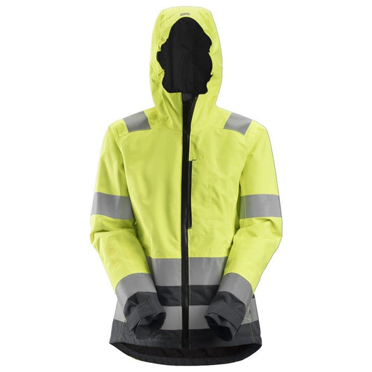 Snickers Workwear - 1347 Chaqueta impermeable de alta visibilidad para mujer clase 2/3 AllroundWork amarillo-gris acero