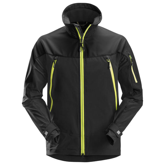 Snickers Workwear - 1940 FlexiWork Stretch SoftShell Jacket Black / Neon Yellow