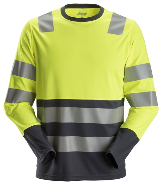 Snickers Workwear 24336658005 - 2433 Camiseta de manga larga de alta visibilidad clase 2 amarillo-gris acero talla M