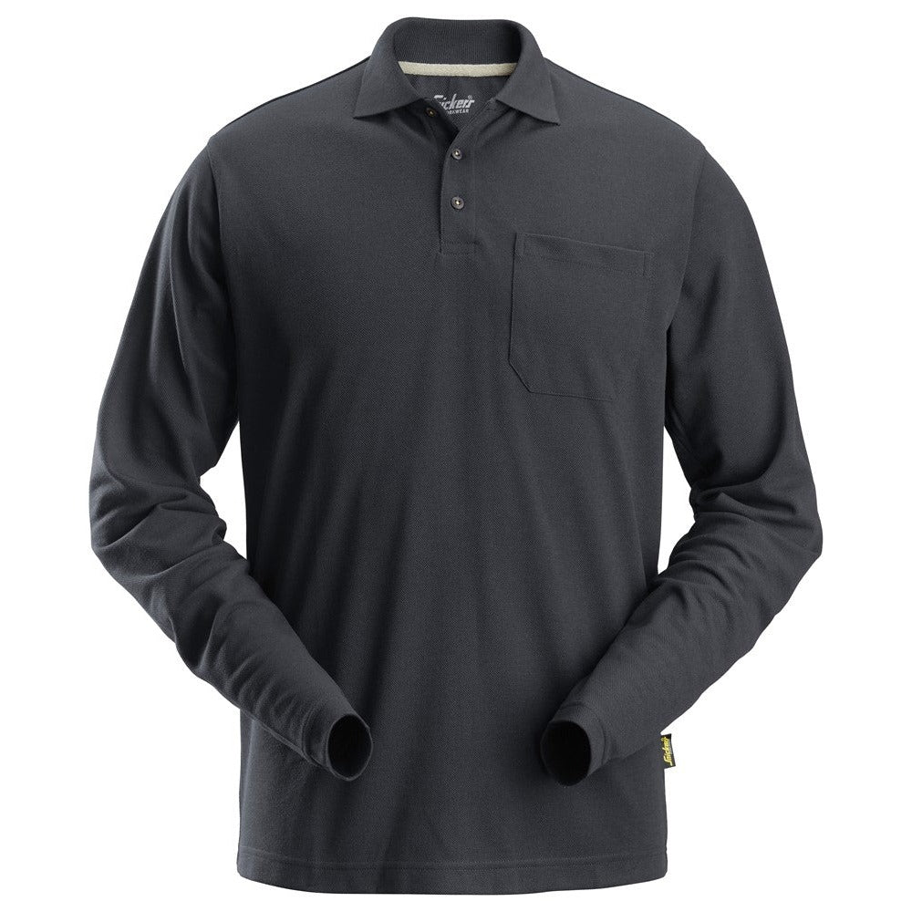 Snickers Workwear - 2608 Polo de manga larga piqué gris acero