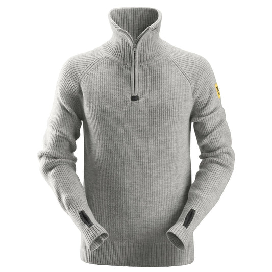Snickers Workwear - 2905 Light Grey 1/2 Zip Wool Sweater