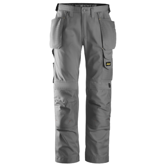 Snickers Workwear 3211 CoolTwill Long Work Trousers with Floating Pockets, Grey