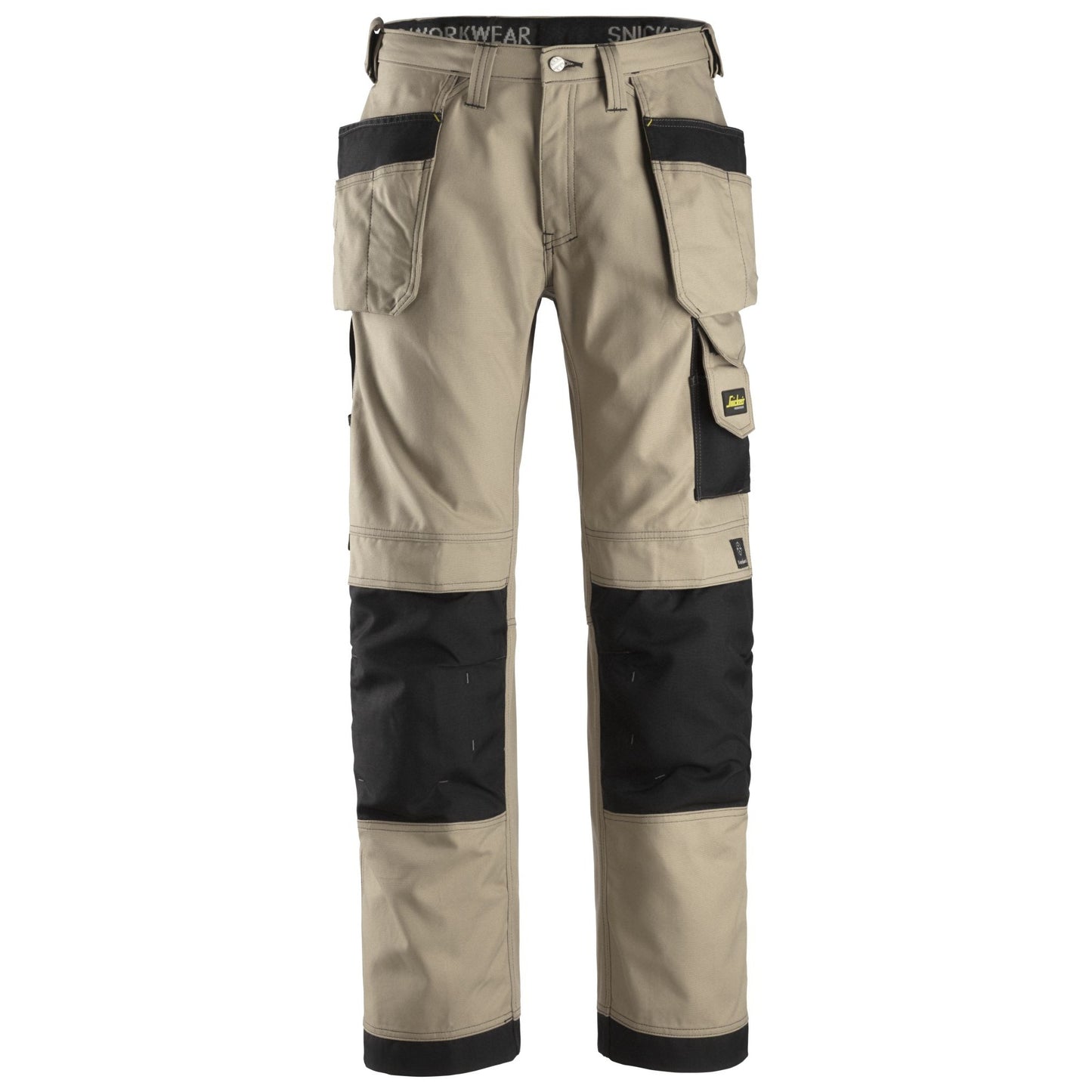 Snickers Workwear - 3214 Pantalones largos de trabajo Canvas+ bolsillos flotantes Kaki / Negro
