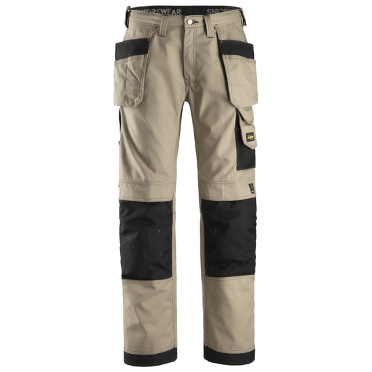 Snickers Workwear - 3214 Pantalones largos de trabajo Canvas+ bolsillos flotantes Kaki / Negro