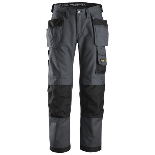 Snickers Workwear - 3214 Pantalones largos de trabajo Canvas+ bolsillos flotantes Gris acero / Negro