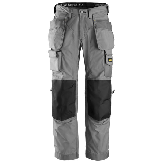 Snickers Workwear - 3223 Pantalones largos de solador Rip-Stop grises con bolsillos flotantes