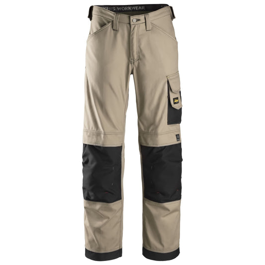 Snickers Workwear 3314 Canvas+ Khaki/Black Long Work Trousers