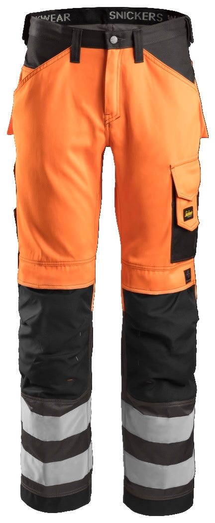 Snickers Workwear 33335574048 - 3333 Pantalón Alta Visibilidad Clase 2 naranja-gris antracita talla 48