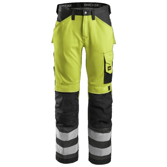 Snickers Workwear - 3333 Pantalón Alta Visibilidad Clase 2 Amarillo / Gris antracita