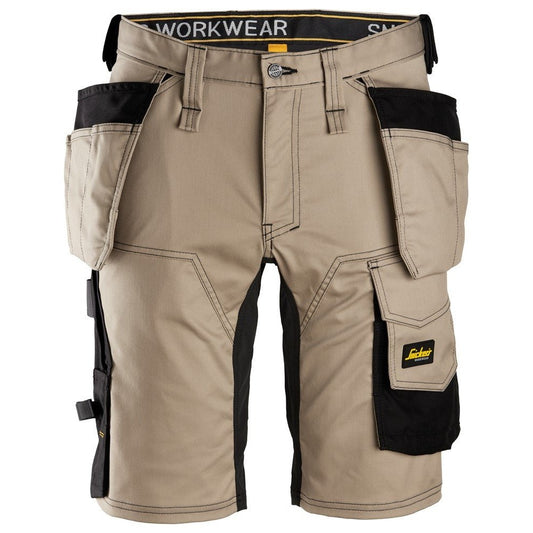 Snickers Workwear - 6141 Slim Fit All-Round Stretch Work Shorts with Floating Pockets, Beige/Black