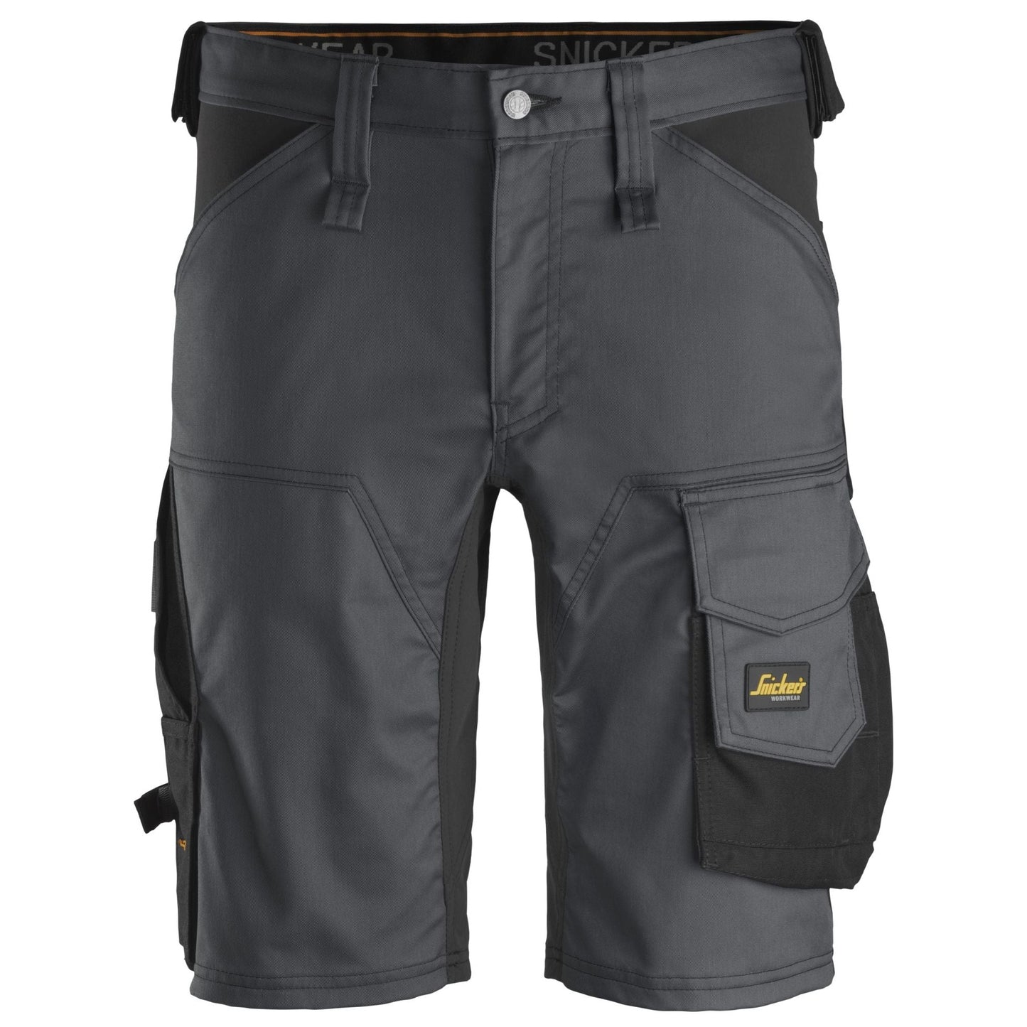 Snickers Workwear - 6143 Pantalones cortos de trabajo elásticos Slim Fit AllroundWork gris acero/ negro