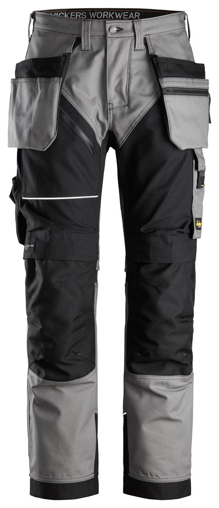 Snickers Workwear 62141804050 - 6214 Pantalones largos de trabajo con bolsillos flotantes Canvas+ RuffWork gris-negro talla 50