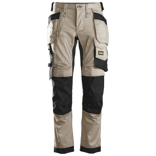 Snickers Workwear - 6241 AllroundWork Slim Fit Stretch Long Trousers with Floating Pockets, Beige/Black