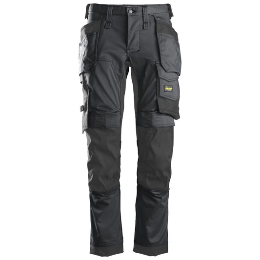 Snickers Workwear - 6241 AllroundWork Slim Fit Stretch Long Trousers with Floating Pockets in Steel Grey/Black