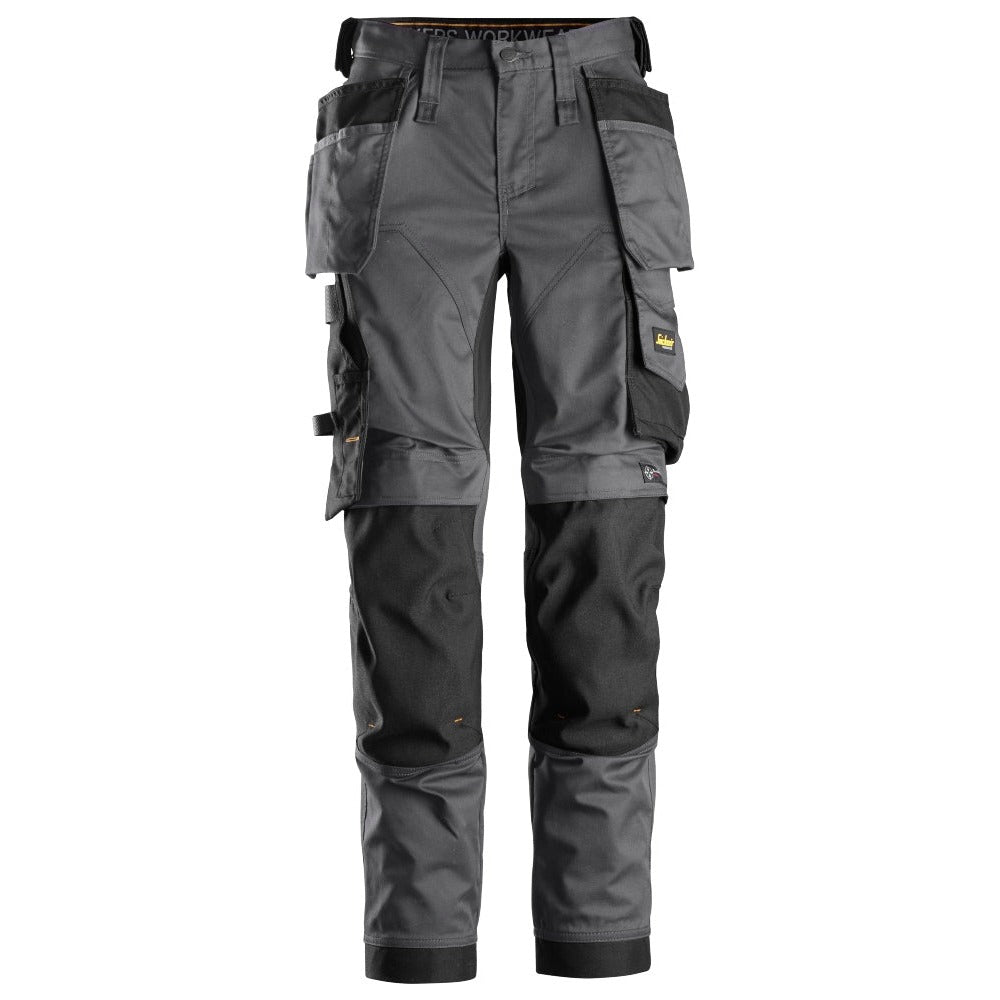 Snickers Workwear - 6247 Pantalones largos de trabajo elásticos para mujer con bolsillos flotantes AllroundWork gris acero-negro