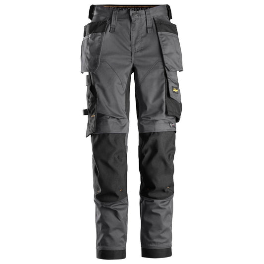 Snickers Workwear - 6247 Women's Stretch Long Work Trousers with Floating Pockets AllroundWork Steel Grey-Black
