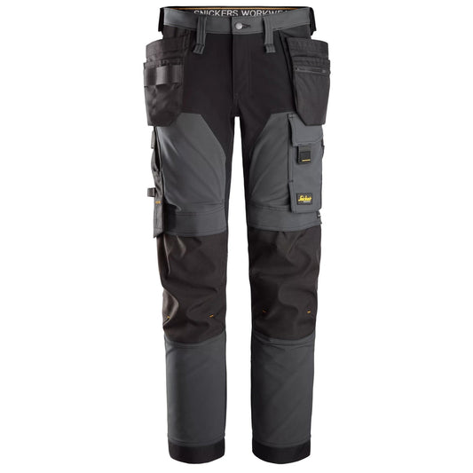 Snickers Workwear - 6275 AllroundWork 4-Way Stretch Long Work Trousers with Floating Pockets, Steel Grey