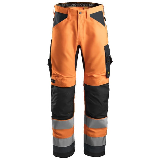 Snickers Workwear - 6331 Pantalón AllroundWork Alta Visibilidad CL2 Naranja / Gris acero
