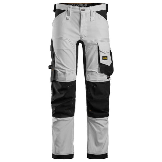 Snickers Workwear - 6341 AllroundWork Slim Fit Stretch Long Trousers, White/Black