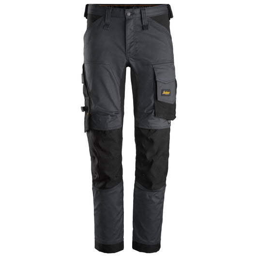 Snickers Workwear - 6341 Pantalones largos de trabajo elásticos AllroundWork Slim Fit color gris acero/ negro