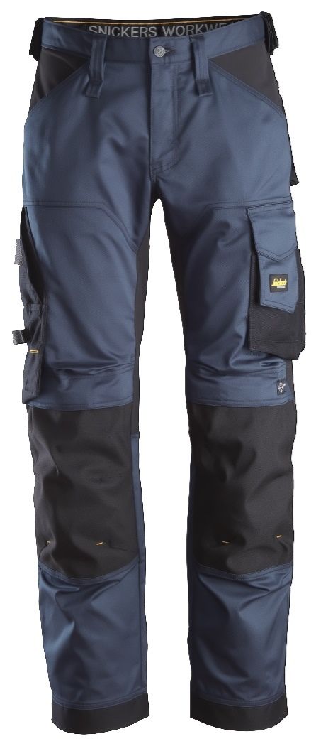 Snickers Workwear 6351 Pantalones largos de trabajo elásticos ajuste holgado AllroundWork Loose Fit color azul marino/ negro