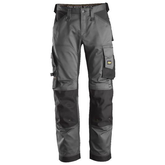 Snickers Workwear - 6351 Pantalones largos de trabajo elásticos ajuste holgado AllroundWork Loose Fit color gris acero/ negro