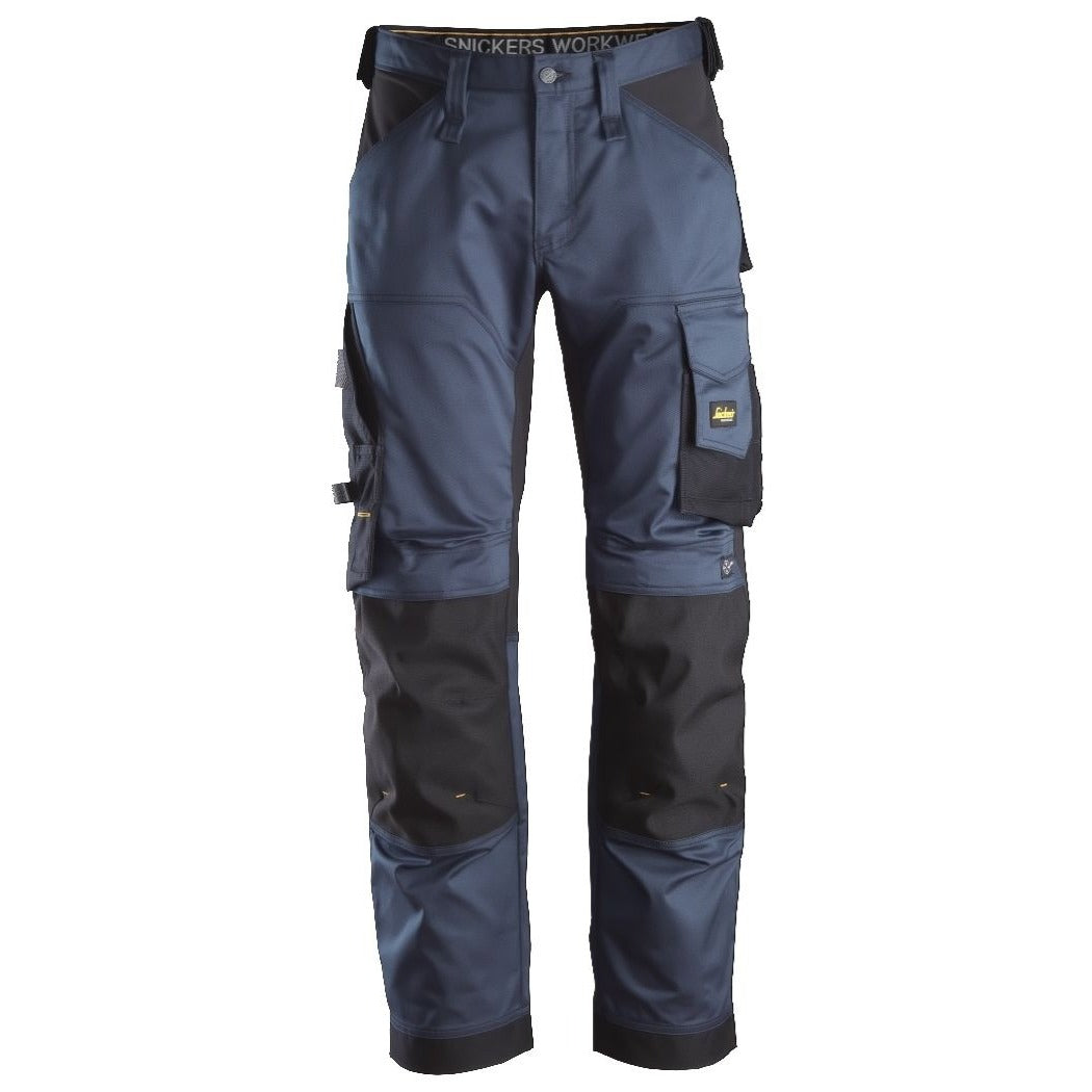 Snickers Workwear - 6351 Pantalones largos de trabajo elásticos ajuste holgado AllroundWork Loose Fit color azul marino/ negro