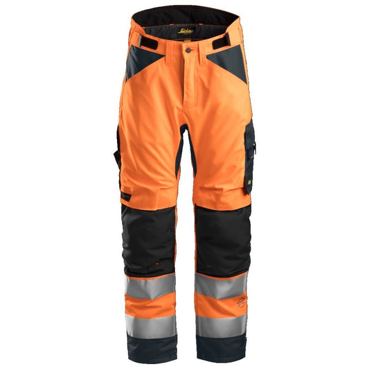 Snickers Workwear - 6639 37.5® High Visibility Class 2 AllroundWork Insulated Long Trousers, Orange/Steel Grey