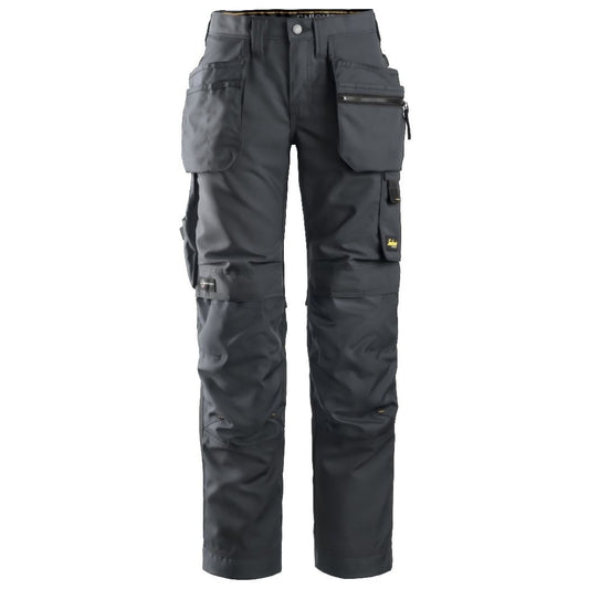 Snickers Workwear 6701 Women's Long Work Trousers with Floating Pockets AllroundWork Steel Grey/Black