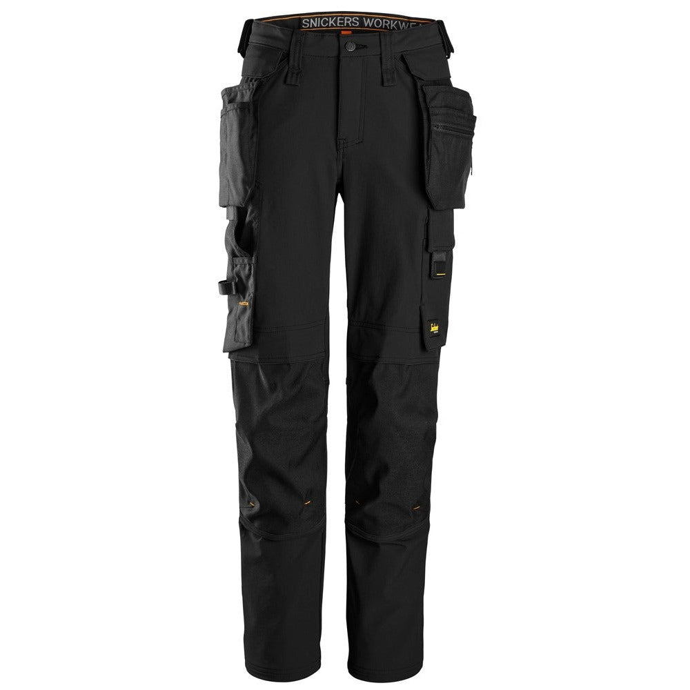 Snickers Workwear - 6771 Pantalones largos de trabajo mujer elásticos bolsillos flotantes desmontables AllroundWork color negro