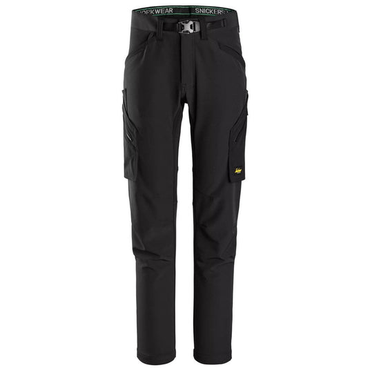 Snickers Workwear - 6873 Black FlexiWork Stretch Long Trousers with No Pockets for Knee Pads