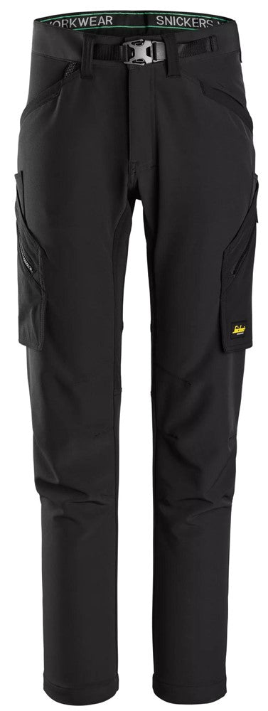 Snickers Workwear 6873 Pantalones largos de trabajo FlexiWork negros elásticos sin bolsillos para rodilleras