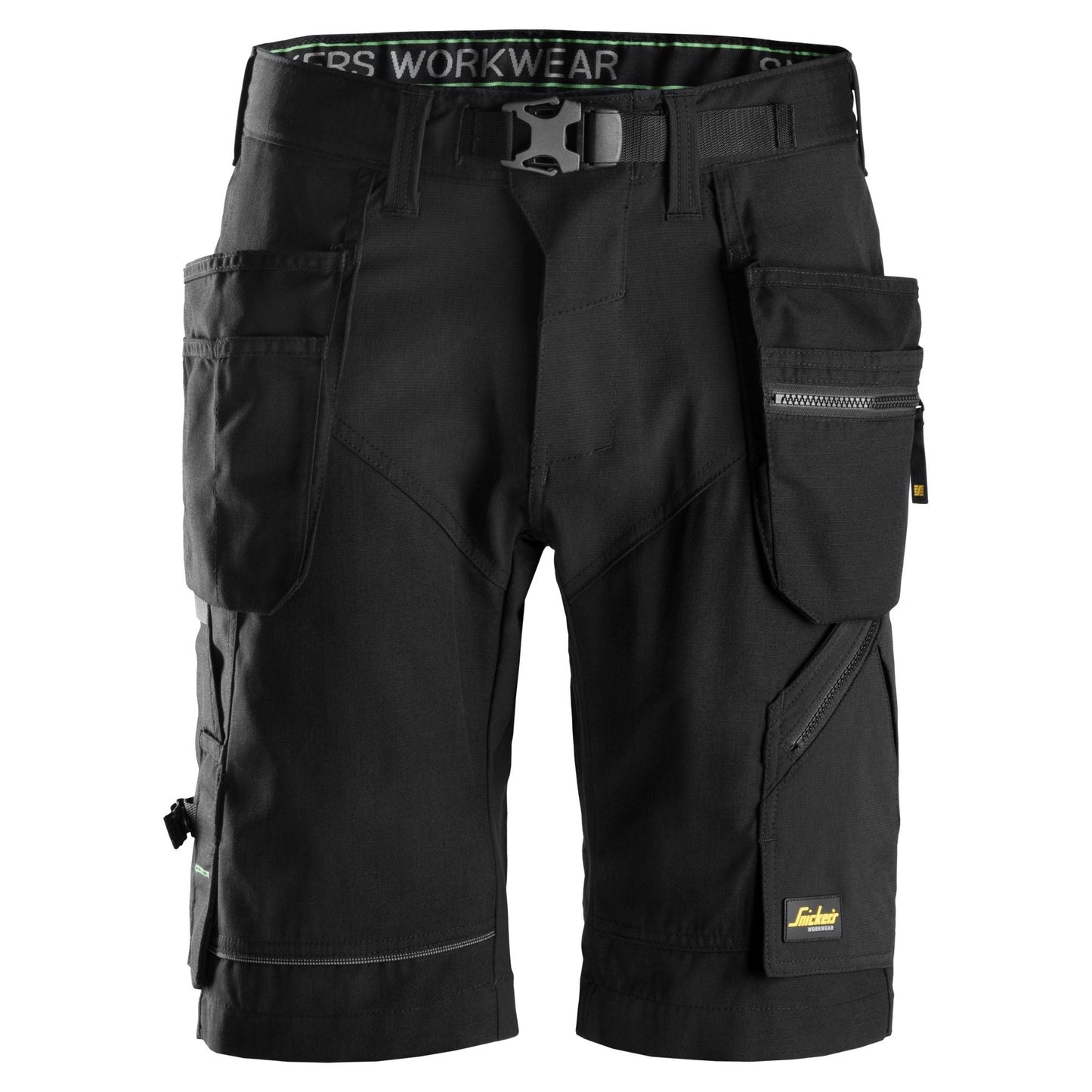 Snickers Workwear - 6904 Pantalones cortos de trabajo FlexiWork+ bolsillos flotantes negro