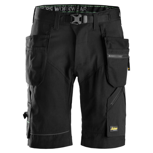 Snickers Workwear - 6904 Pantalones cortos de trabajo FlexiWork+ bolsillos flotantes negro