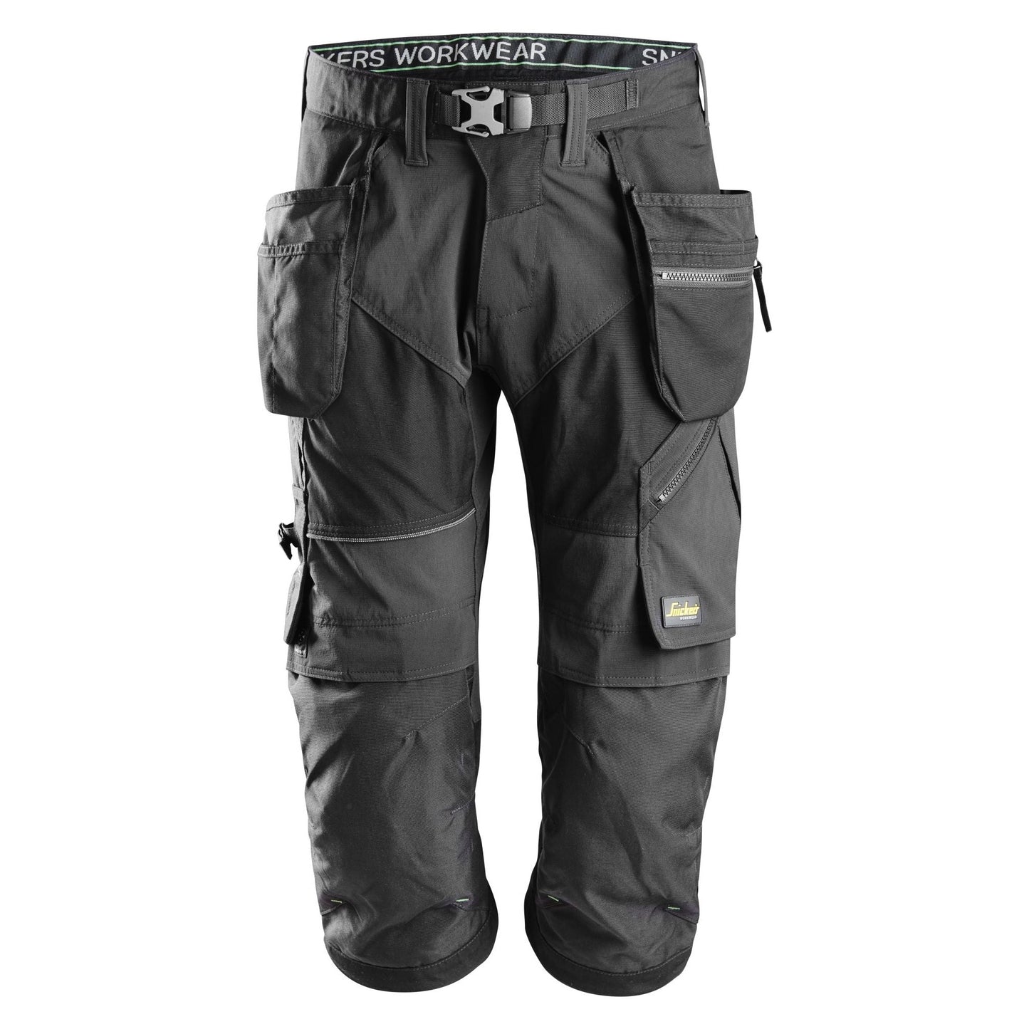Snickers Workwear - 6905 Pantalón pirata de trabajo FlexiWork+ negro con bolsillos flotantes