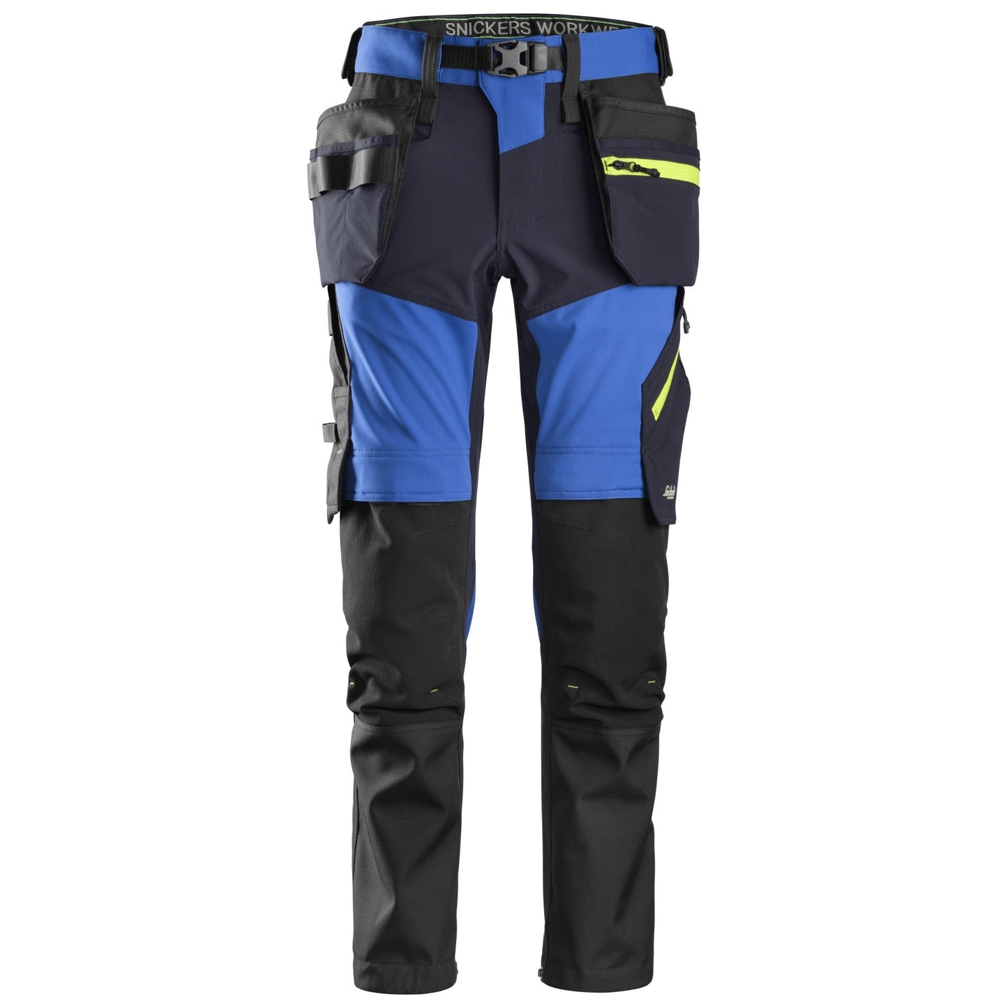 Snickers Workwear - 6940 Pantalones largos de trabajo elásticos FlexiWork Softshell Slim Fit bolsillos flotantes azul verdadero/ azul marino