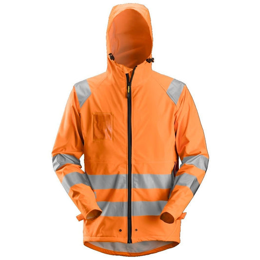 Snickers Workwear - 8233 Chaqueta impermeable PU de alta visibilidad clase 3 naranja