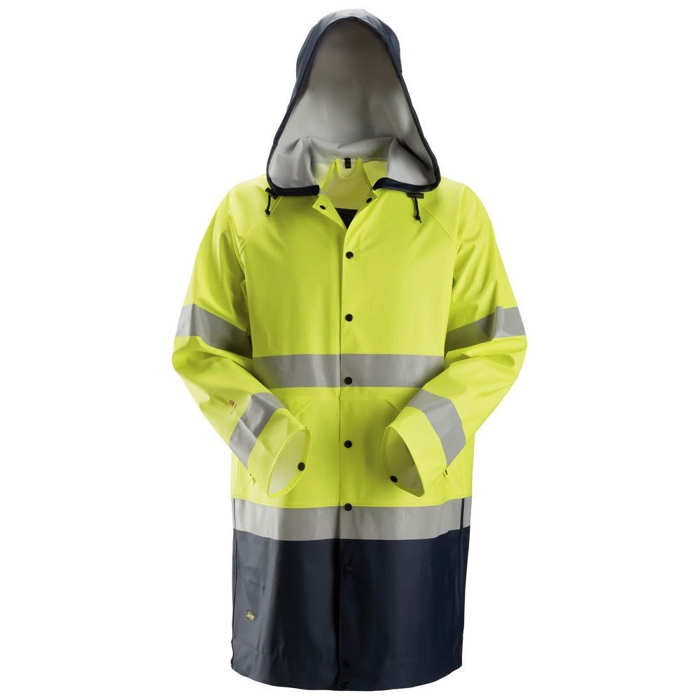 Snickers Workwear - 8261 Chubasquero PU de alta visibilidad clase 3 ProtecWork amarillo-azul marino