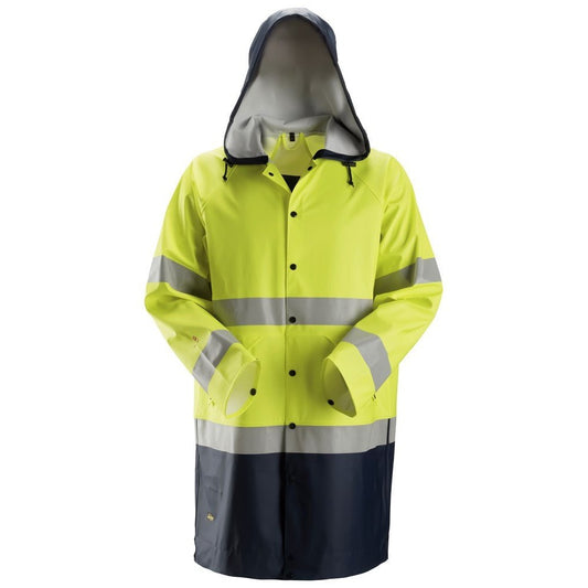 Snickers Workwear - 8261 Chubasquero PU de alta visibilidad clase 3 ProtecWork amarillo-azul marino