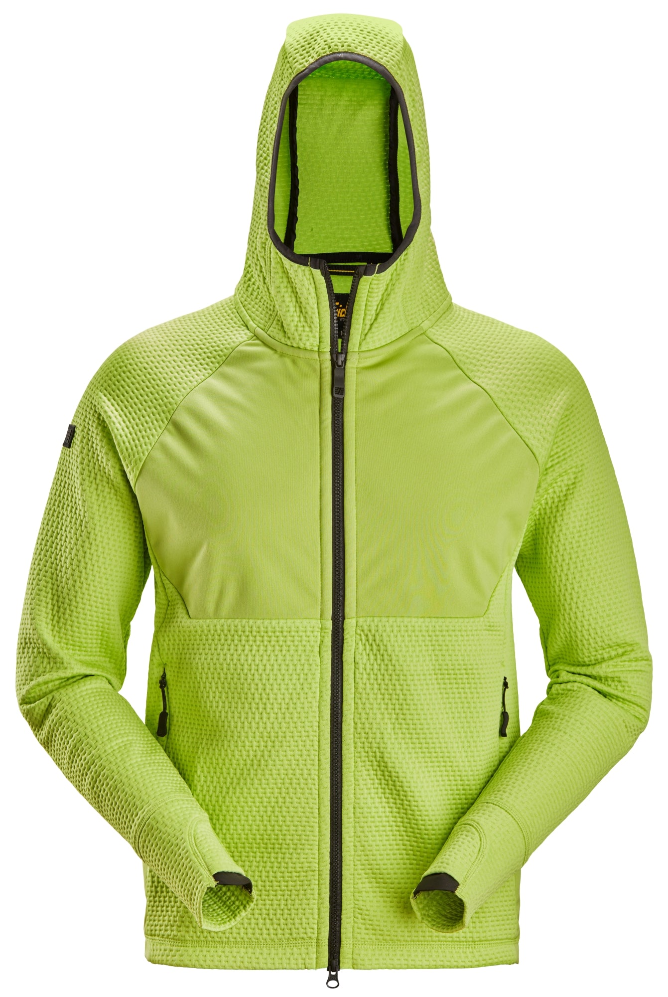 Snickers Workwear 8405 Chaqueta intermedia FlexiWork verde lima con capucha y cremallera completa