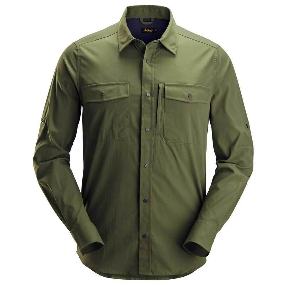 Snickers Workwear - 8521 Camisa de manga larga absorbente LiteWork verde caqui