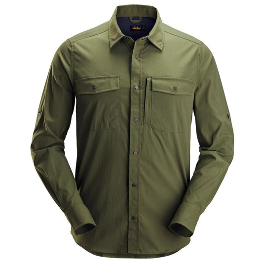 Snickers Workwear - 8521 Camisa de manga larga absorbente LiteWork verde caqui