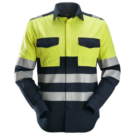 Snickers Workwear - 8560 Camisa de manga larga de alta visibilidad clase 1 ProtecWork azul marino-amarillo